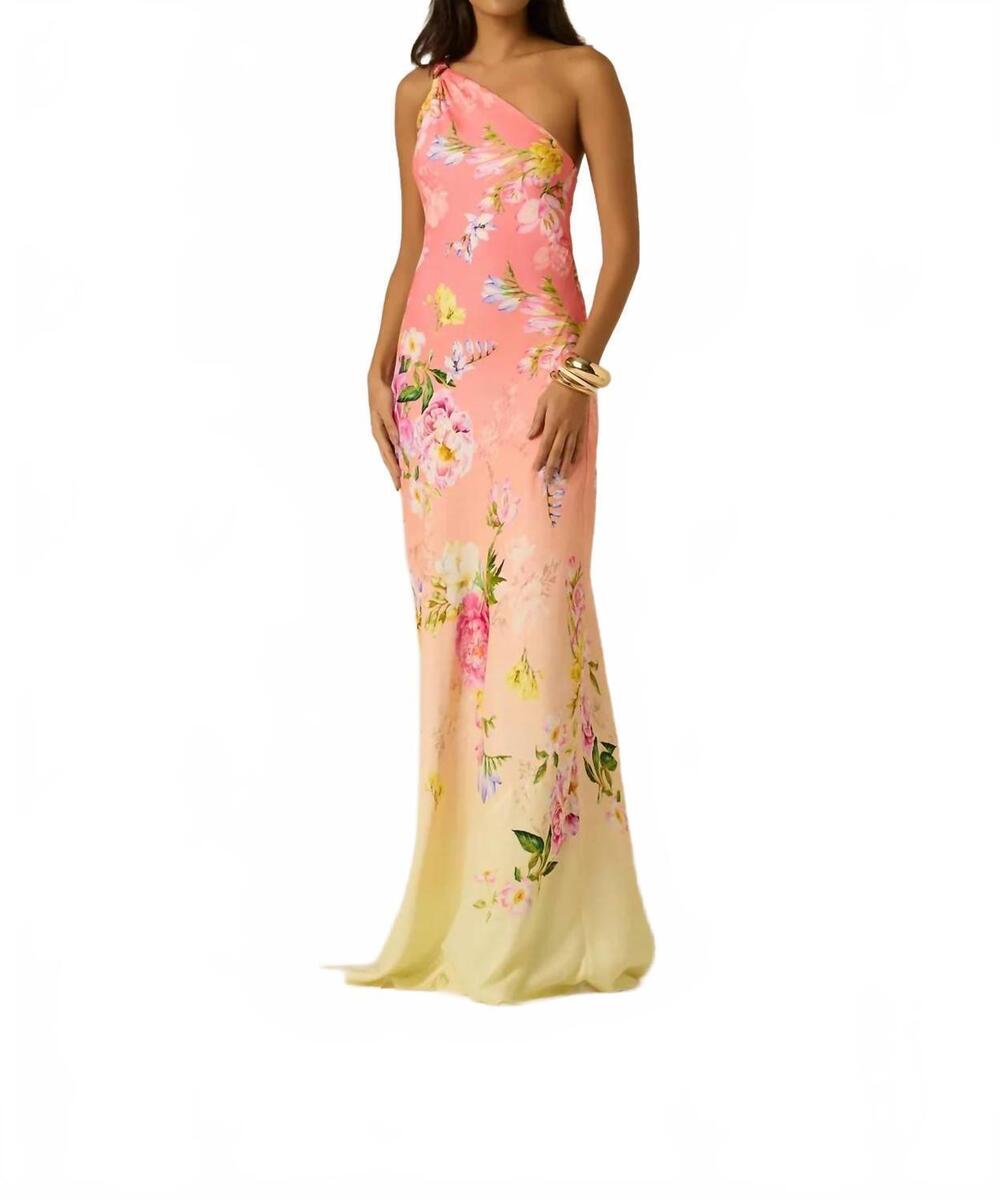 NEW HEMANT & NANDITA avya one shoulder sash dress in pink multi